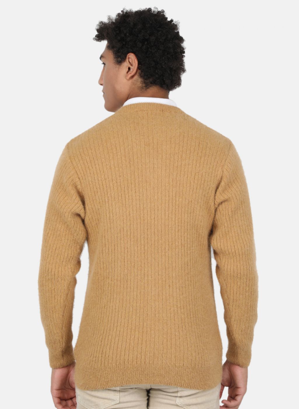 Men Brown Solid Pullover