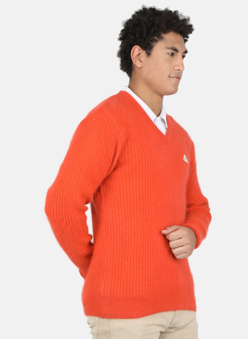 Men Orange Solid Pullover