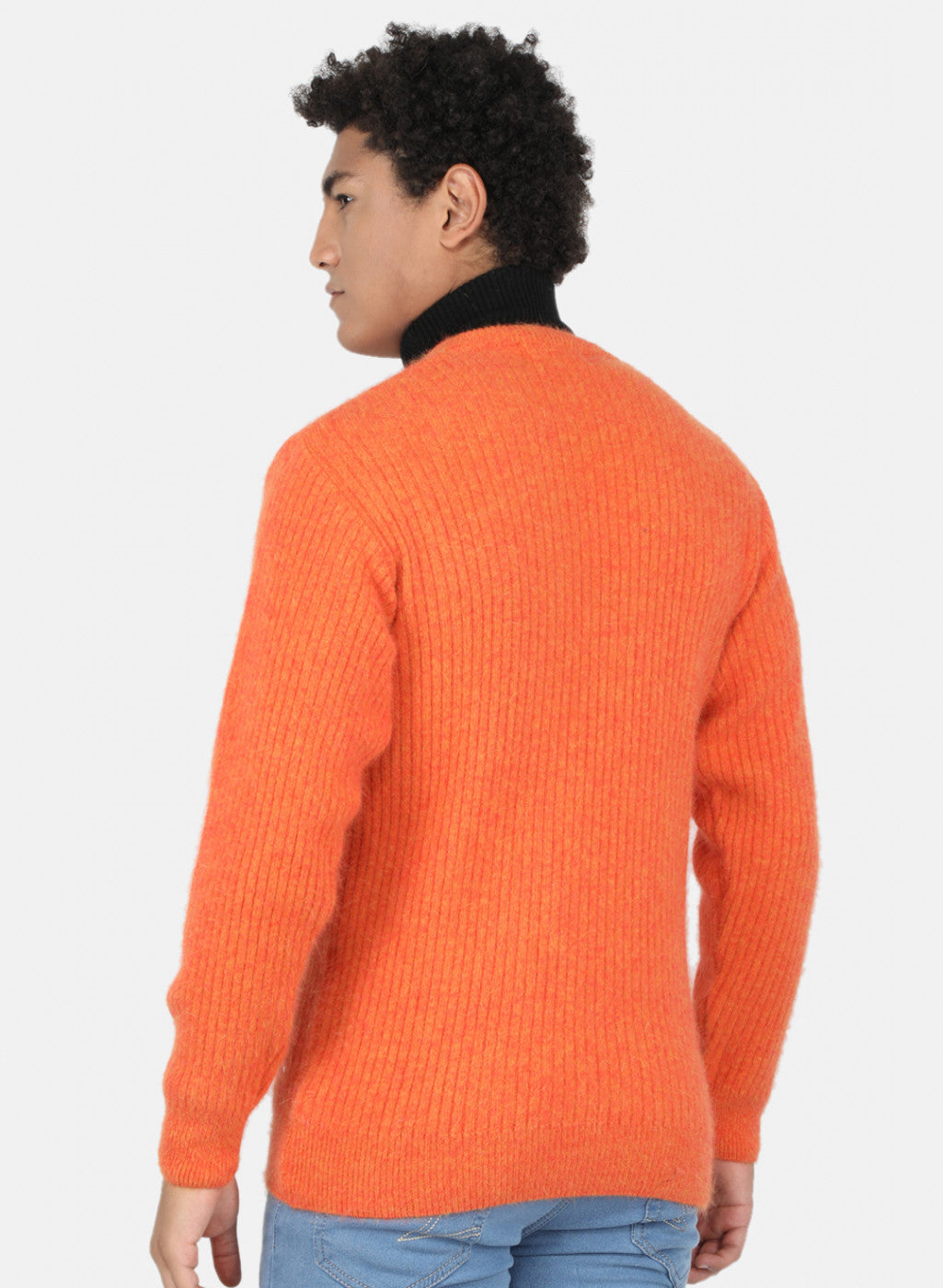 Men Orange Solid Pullover