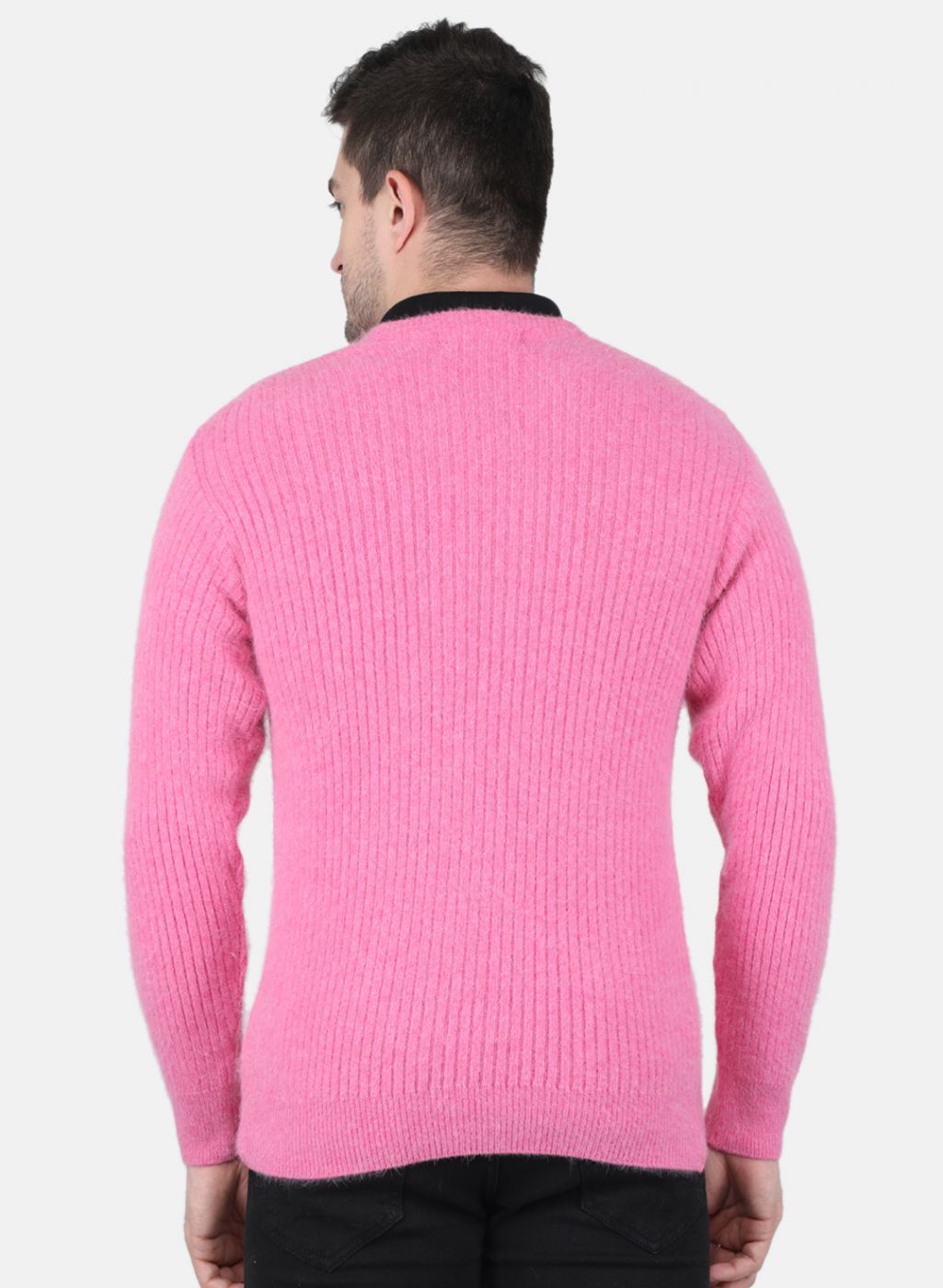 Men Pink Solid Pullover