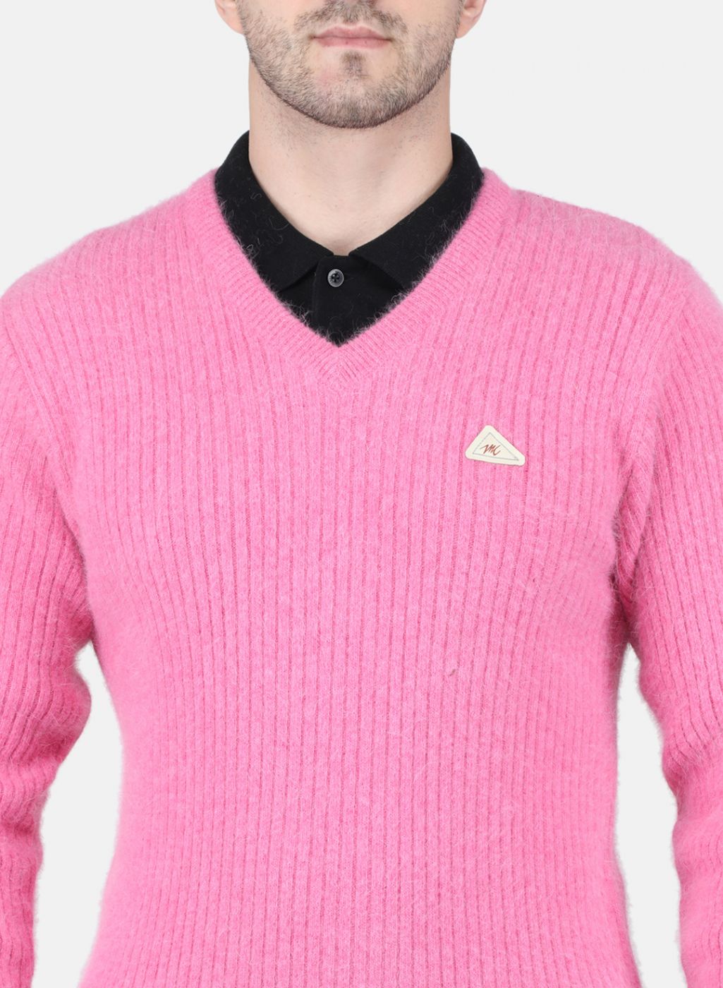 Men Pink Solid Pullover