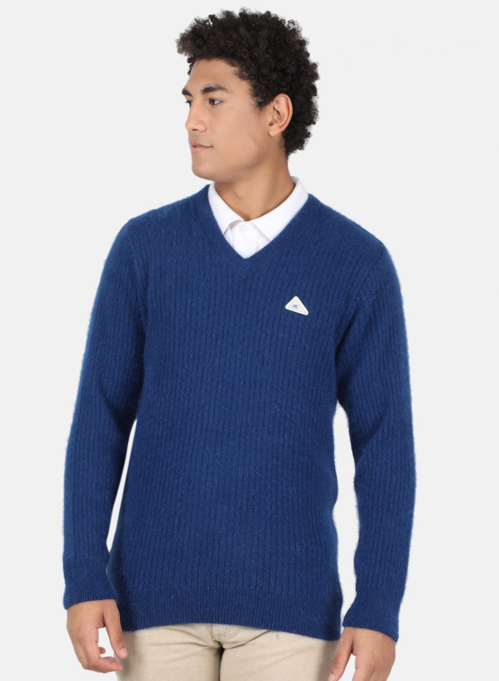 Men Blue Solid Pullover