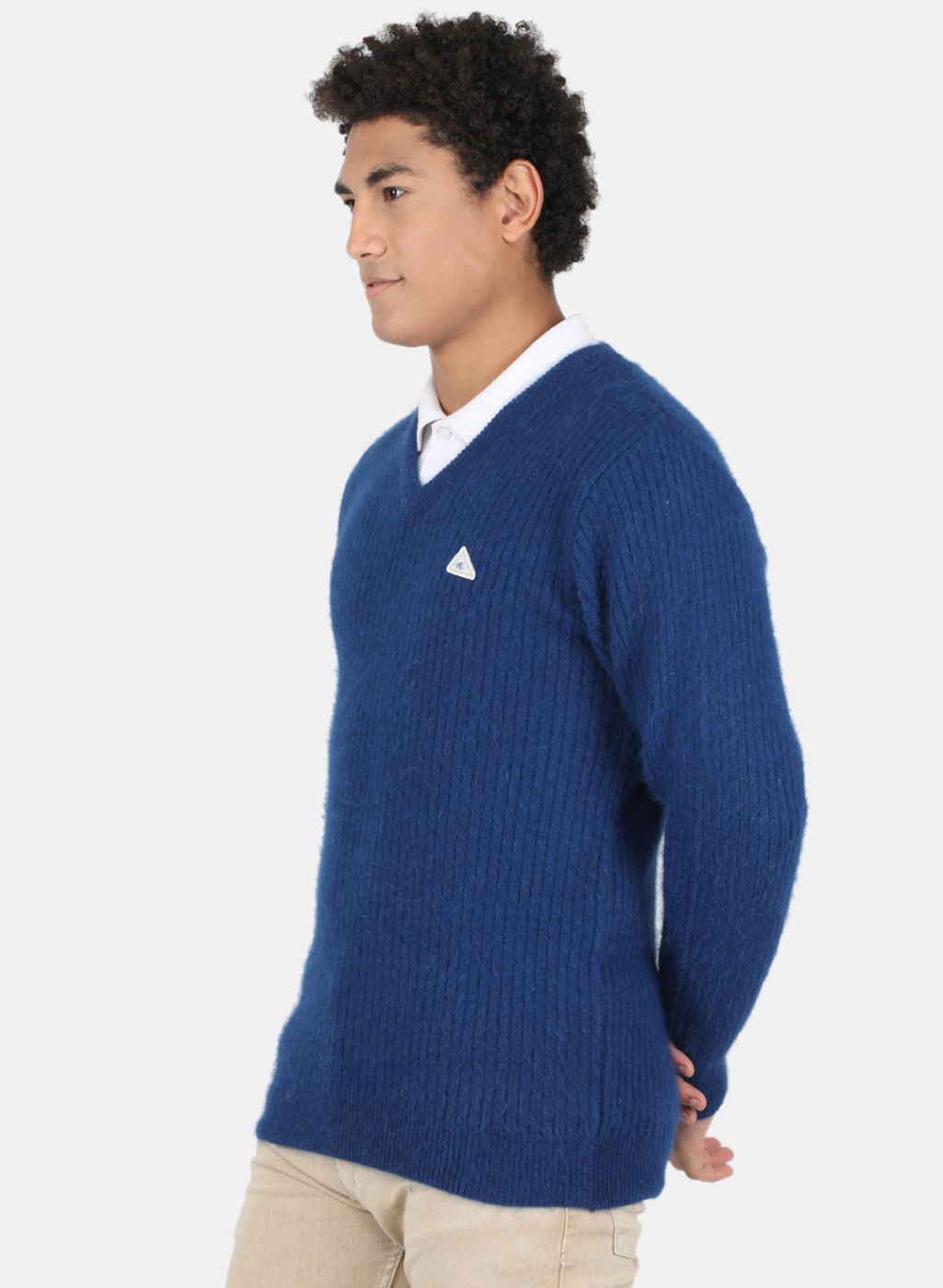 Men Blue Solid Pullover