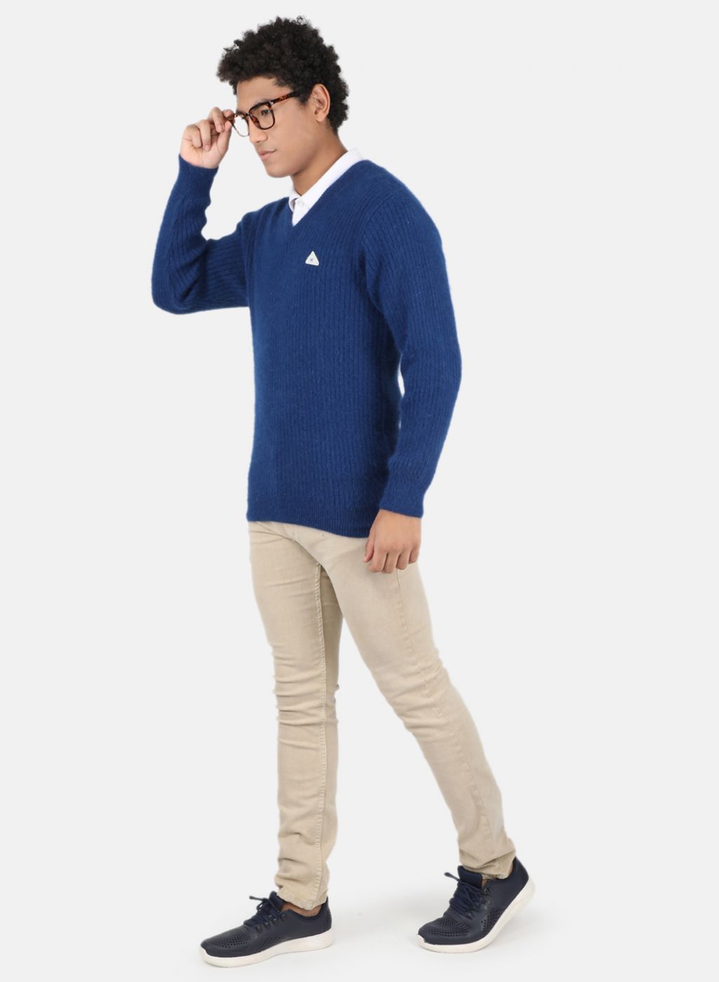 Men Blue Solid Pullover