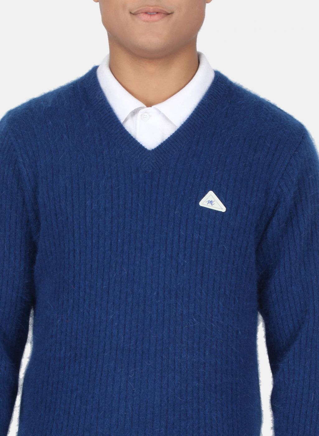 Men Blue Solid Pullover