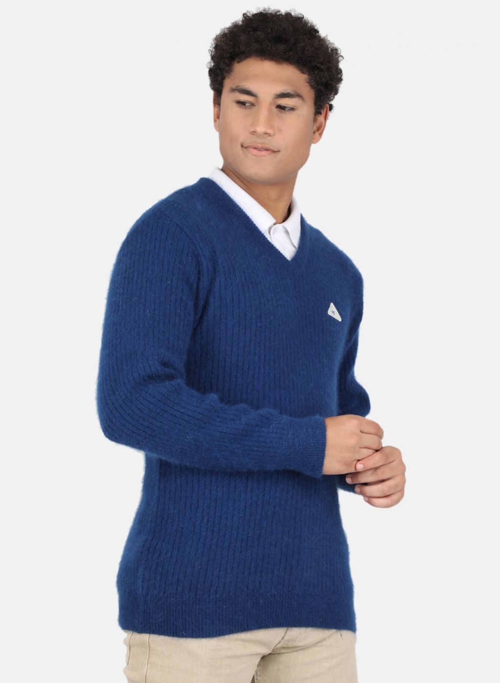 Men Blue Solid Pullover