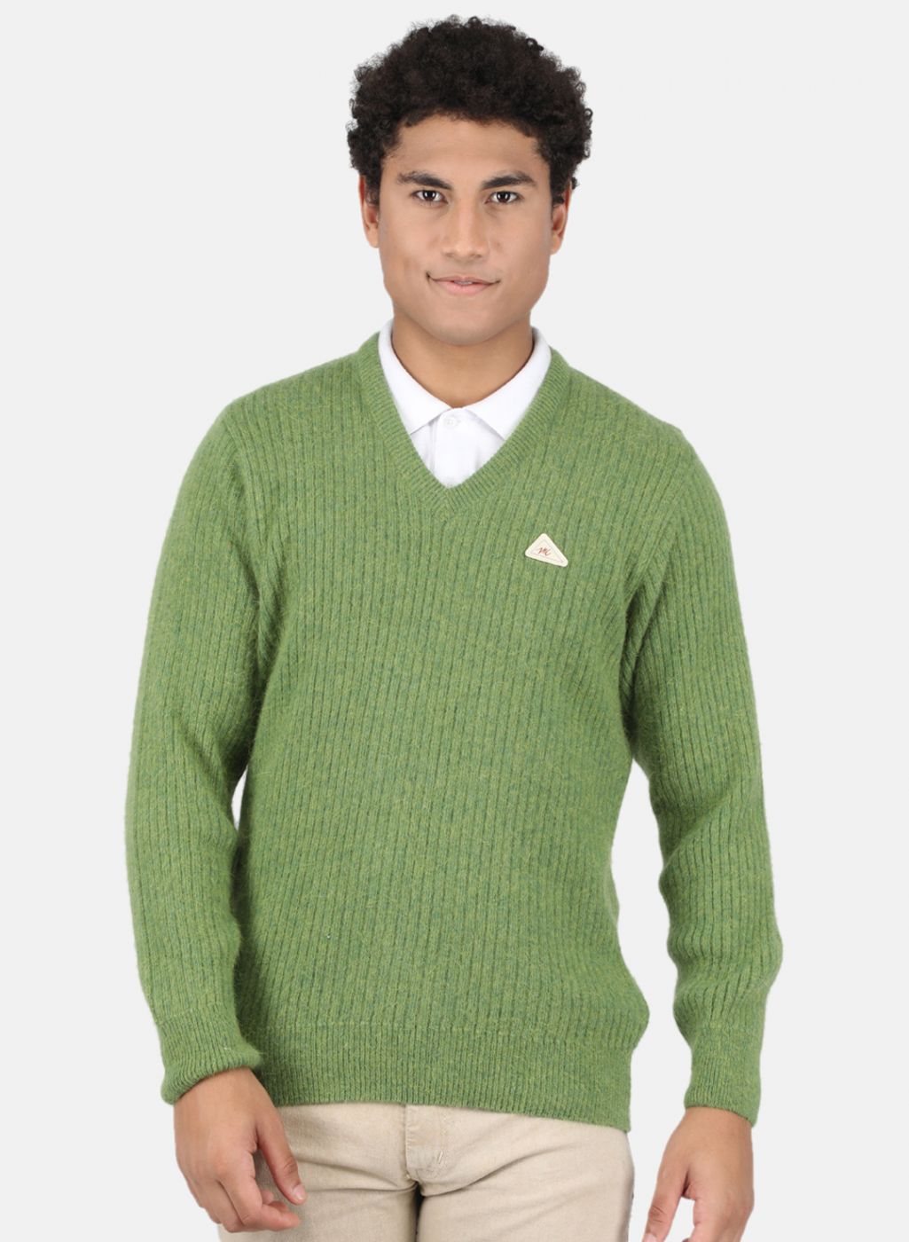 Men Olive Solid Pullover