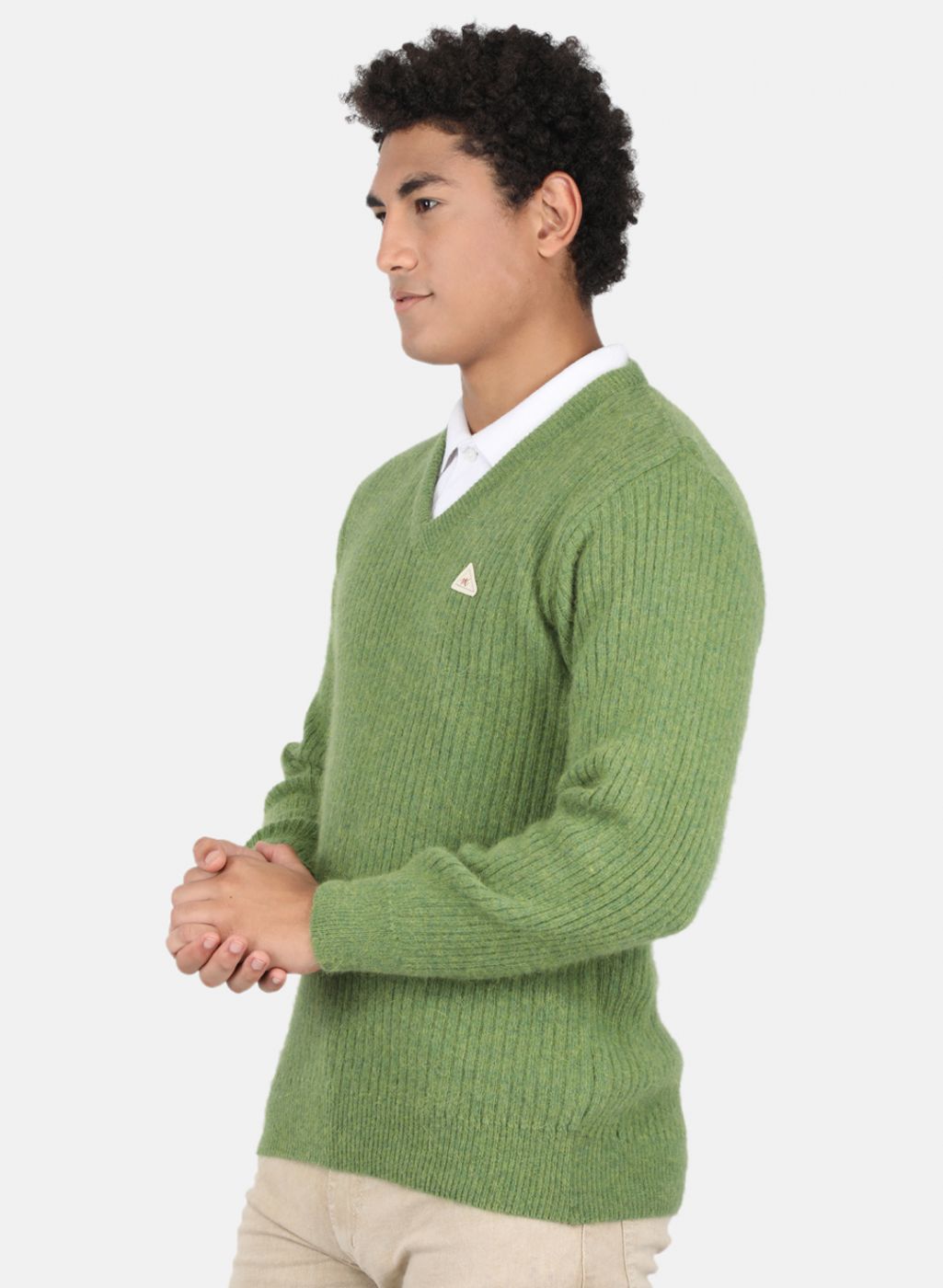 Men Olive Solid Pullover