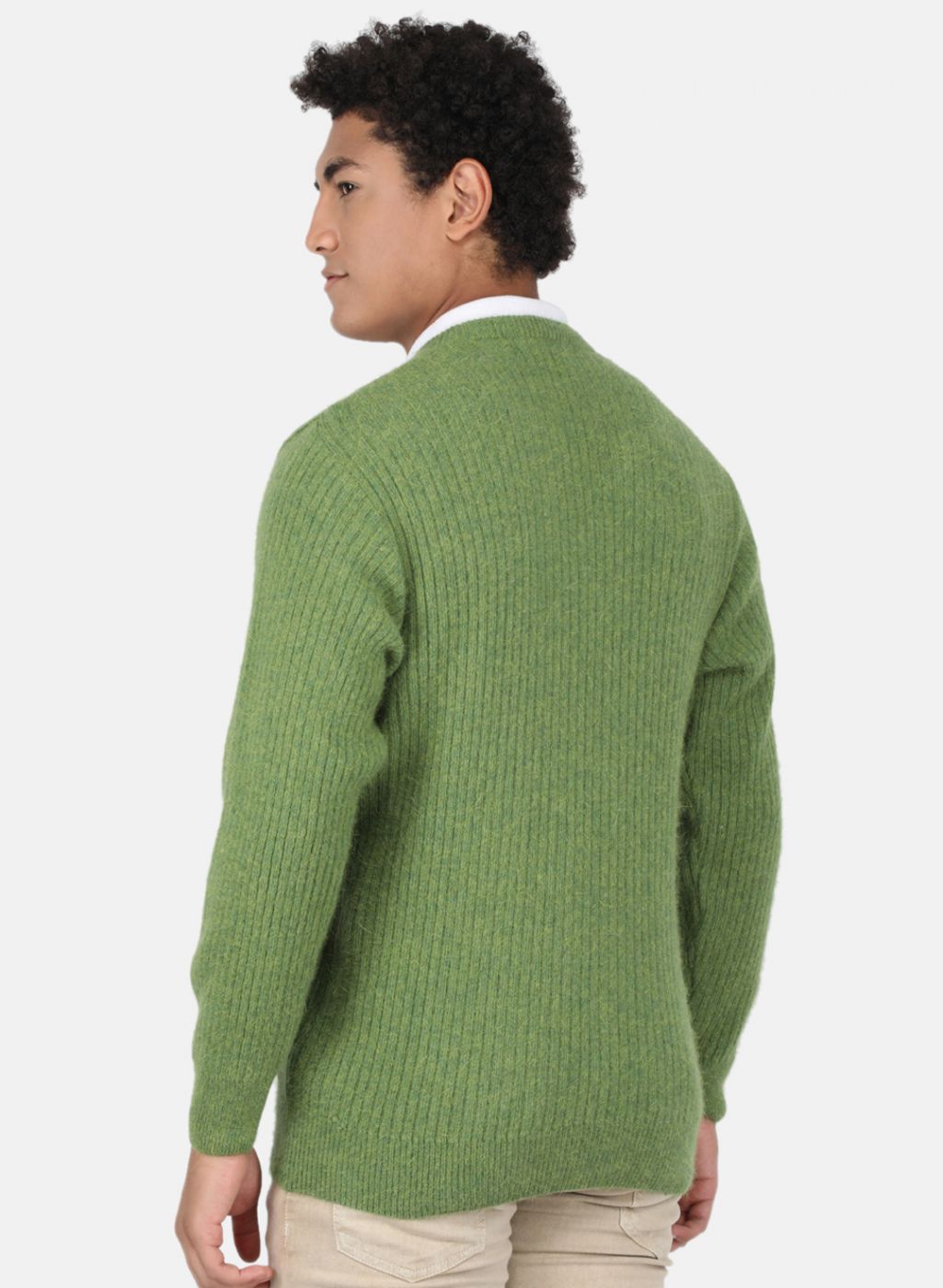 Men Olive Solid Pullover