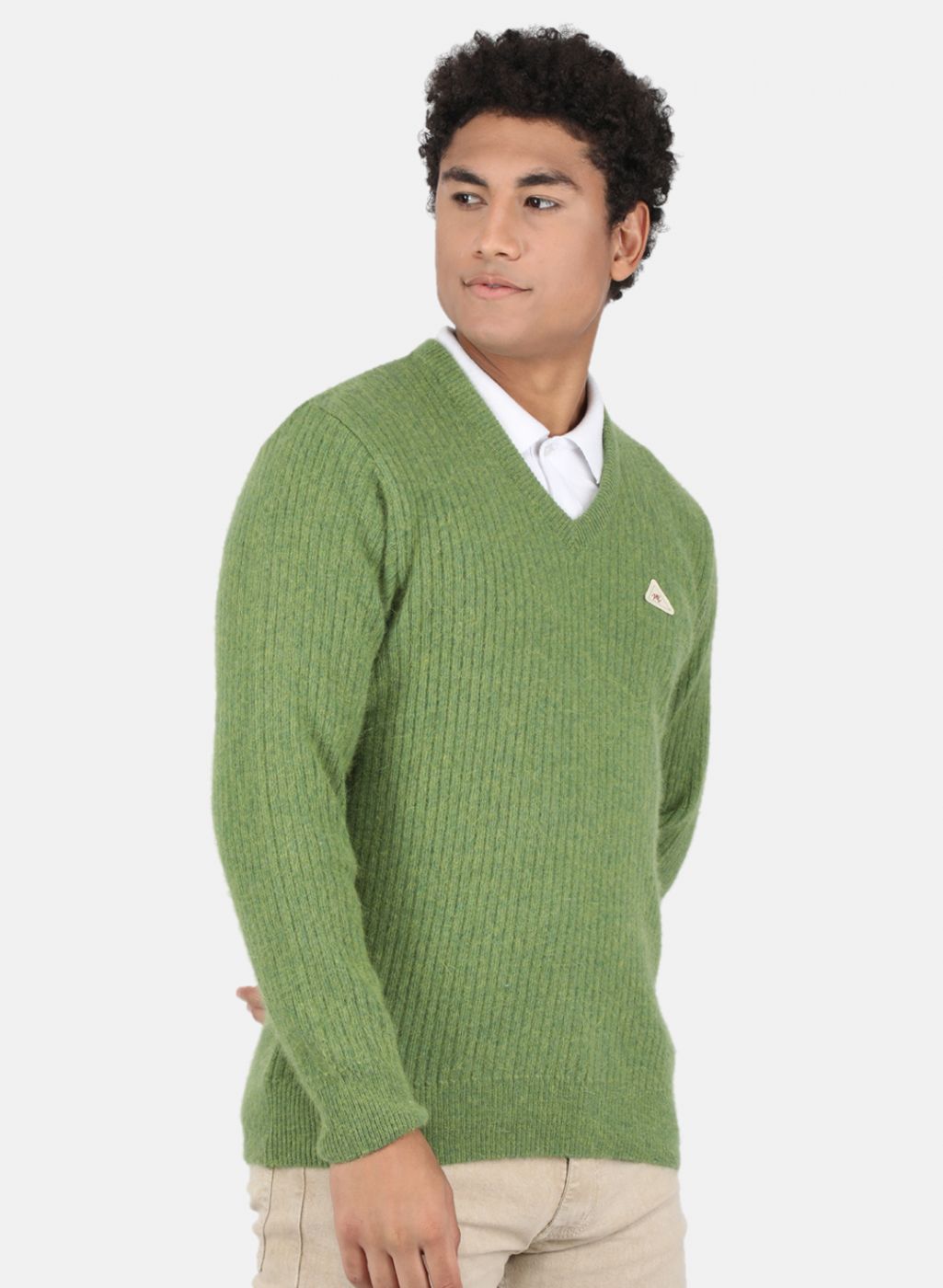 Men Olive Solid Pullover