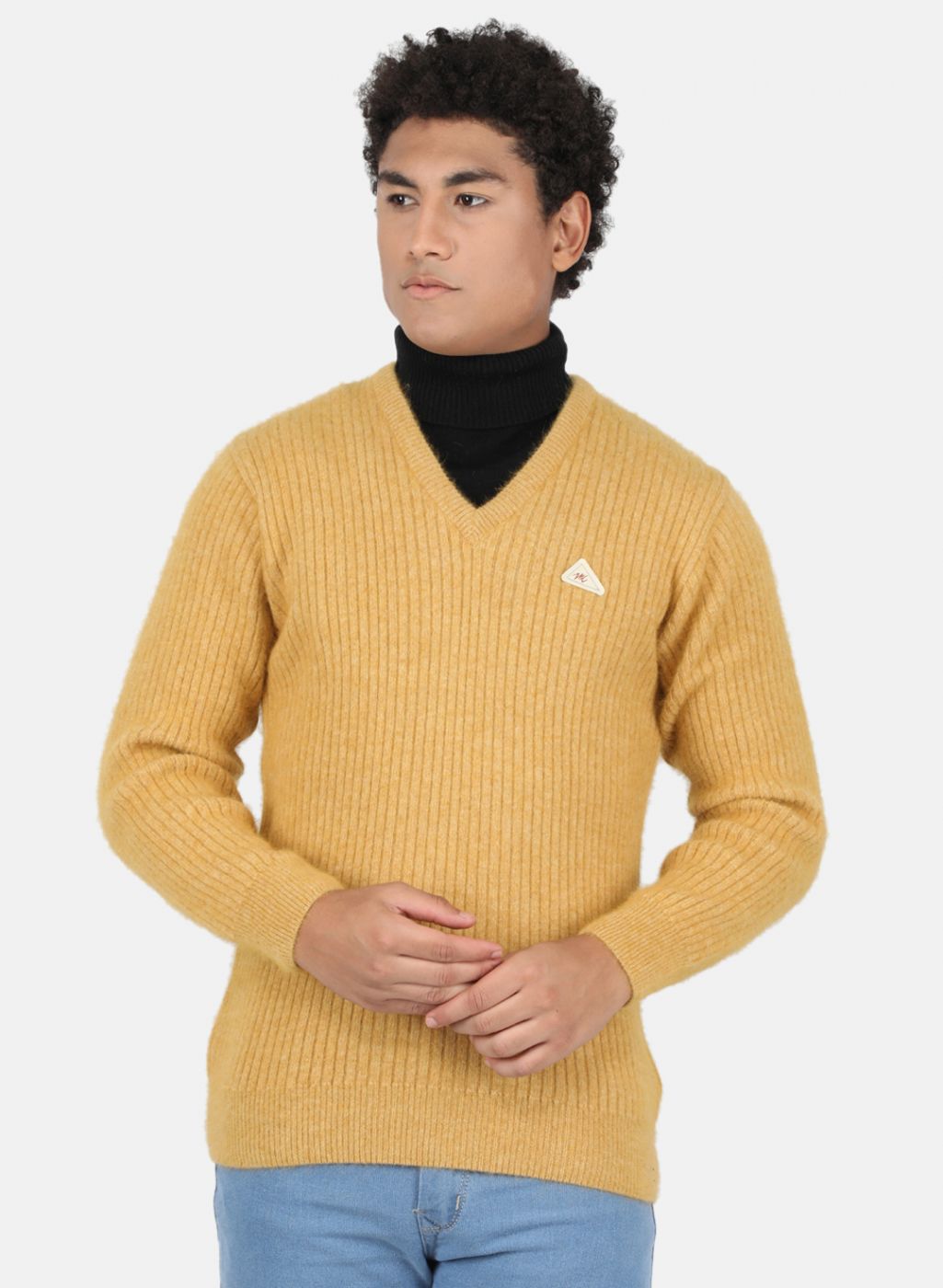 Men Yellow Solid Pullover