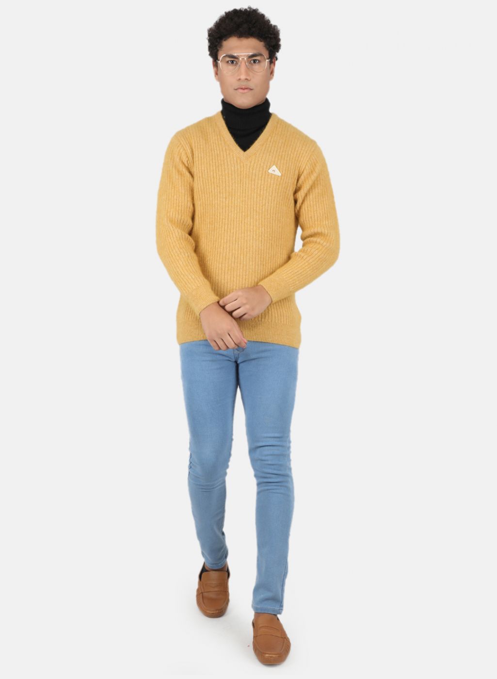 Men Yellow Solid Pullover