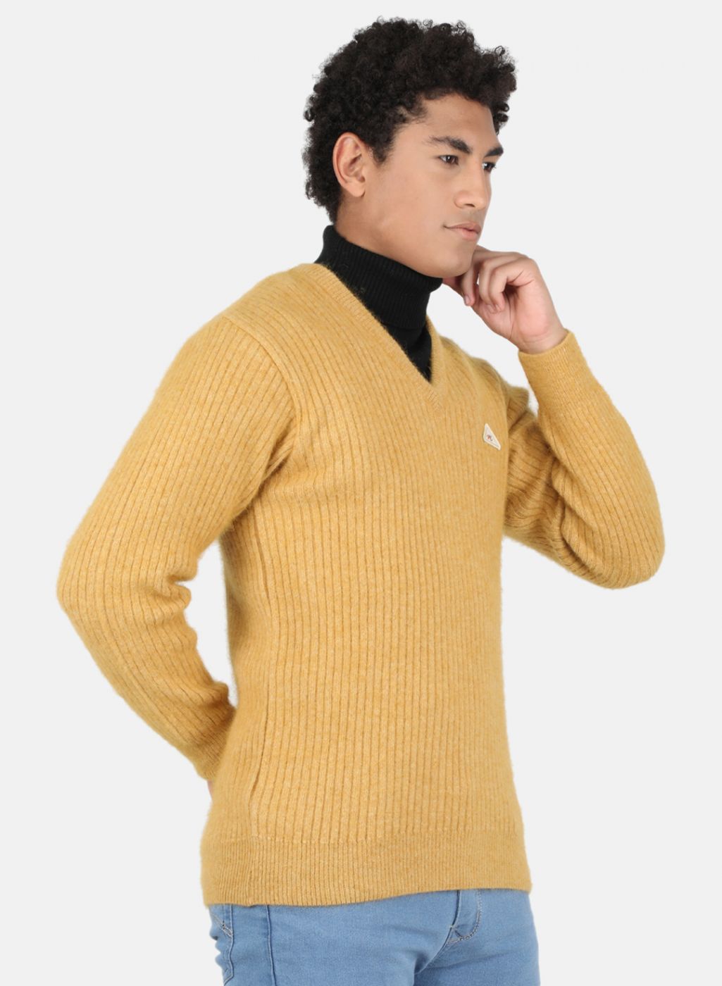 Men Yellow Solid Pullover