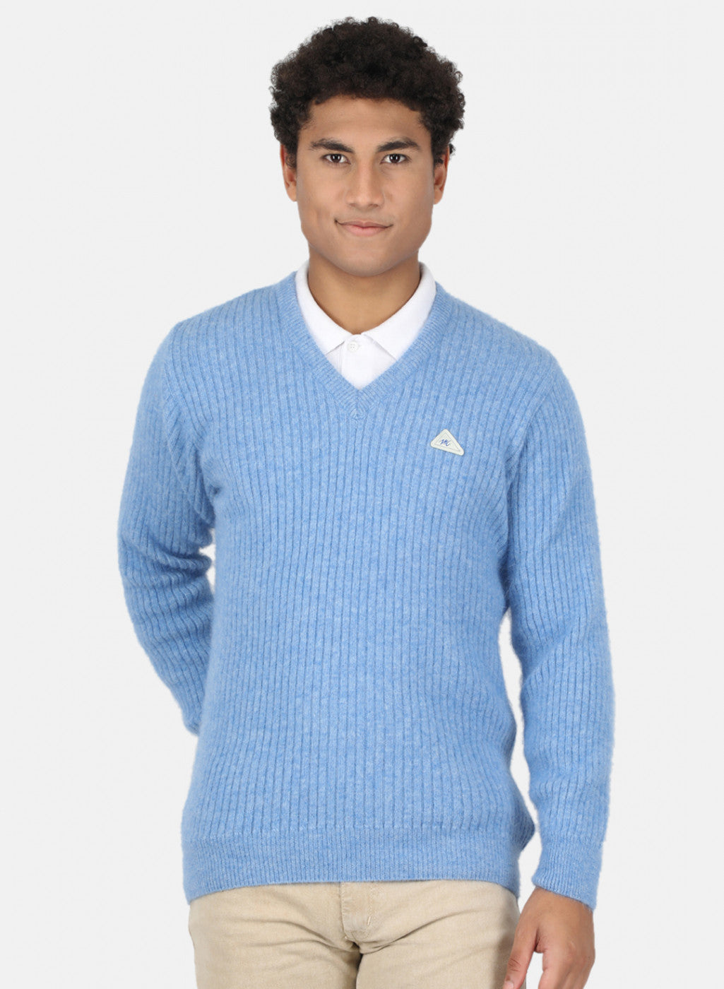 Men Blue Solid Pullover