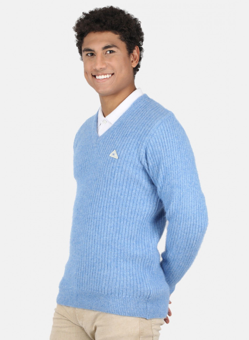 Men Blue Solid Pullover