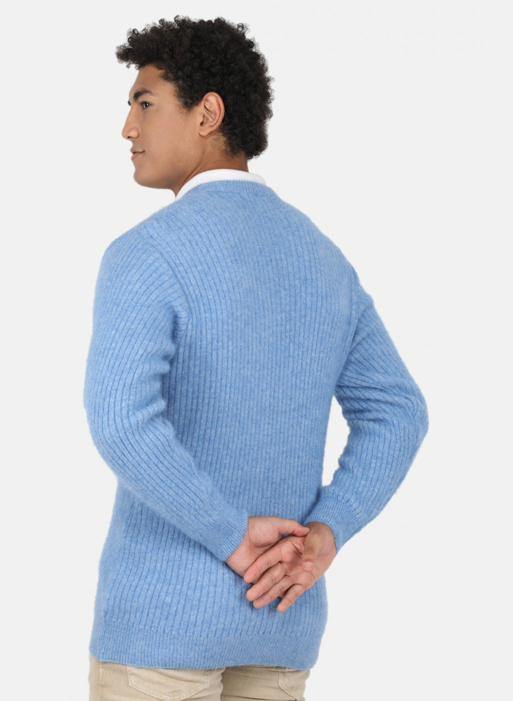 Men Blue Solid Pullover