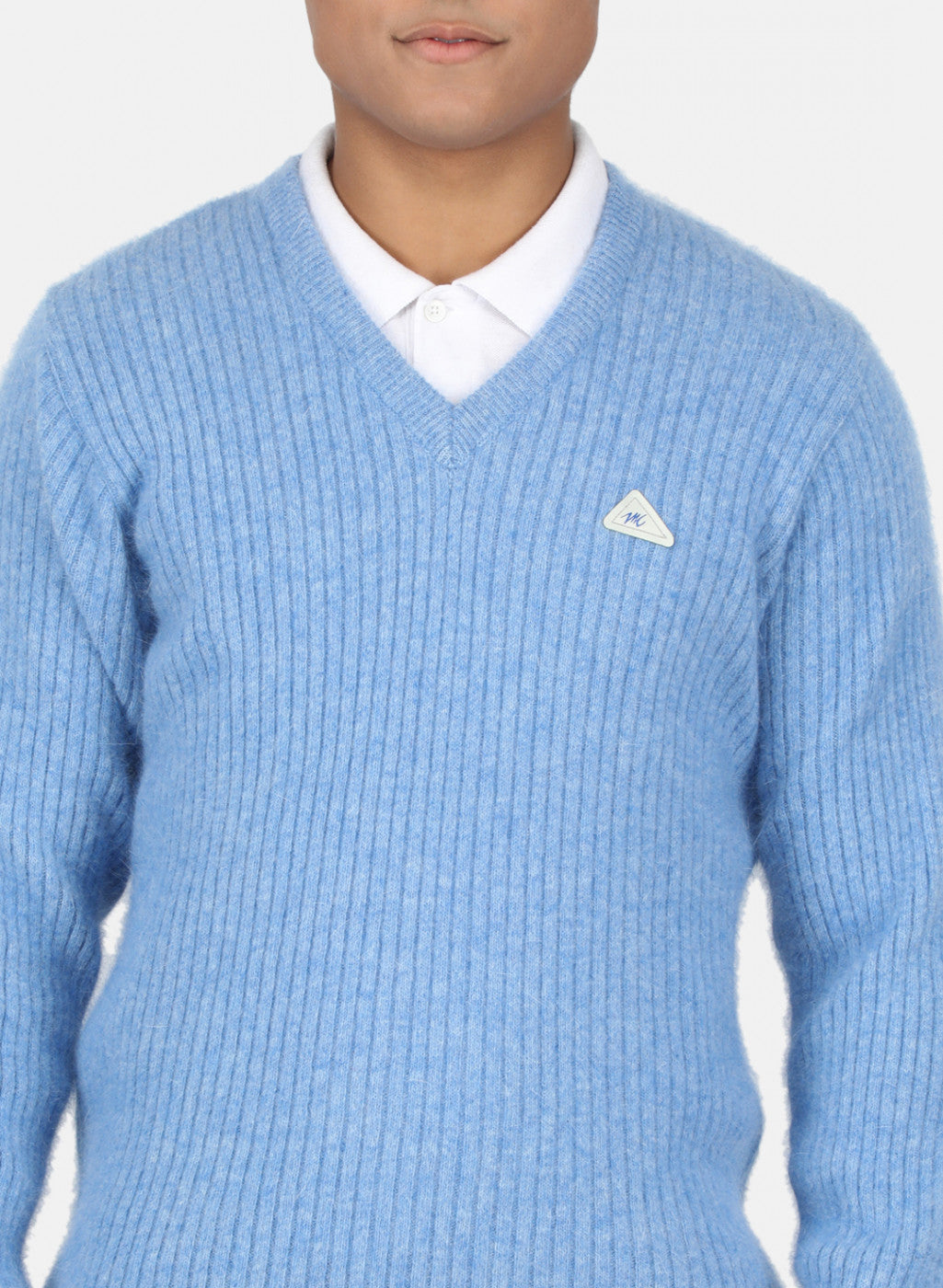 Men Blue Solid Pullover