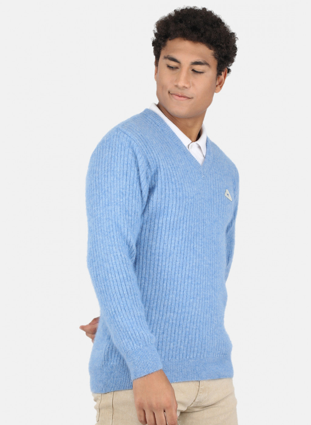 Men Blue Solid Pullover