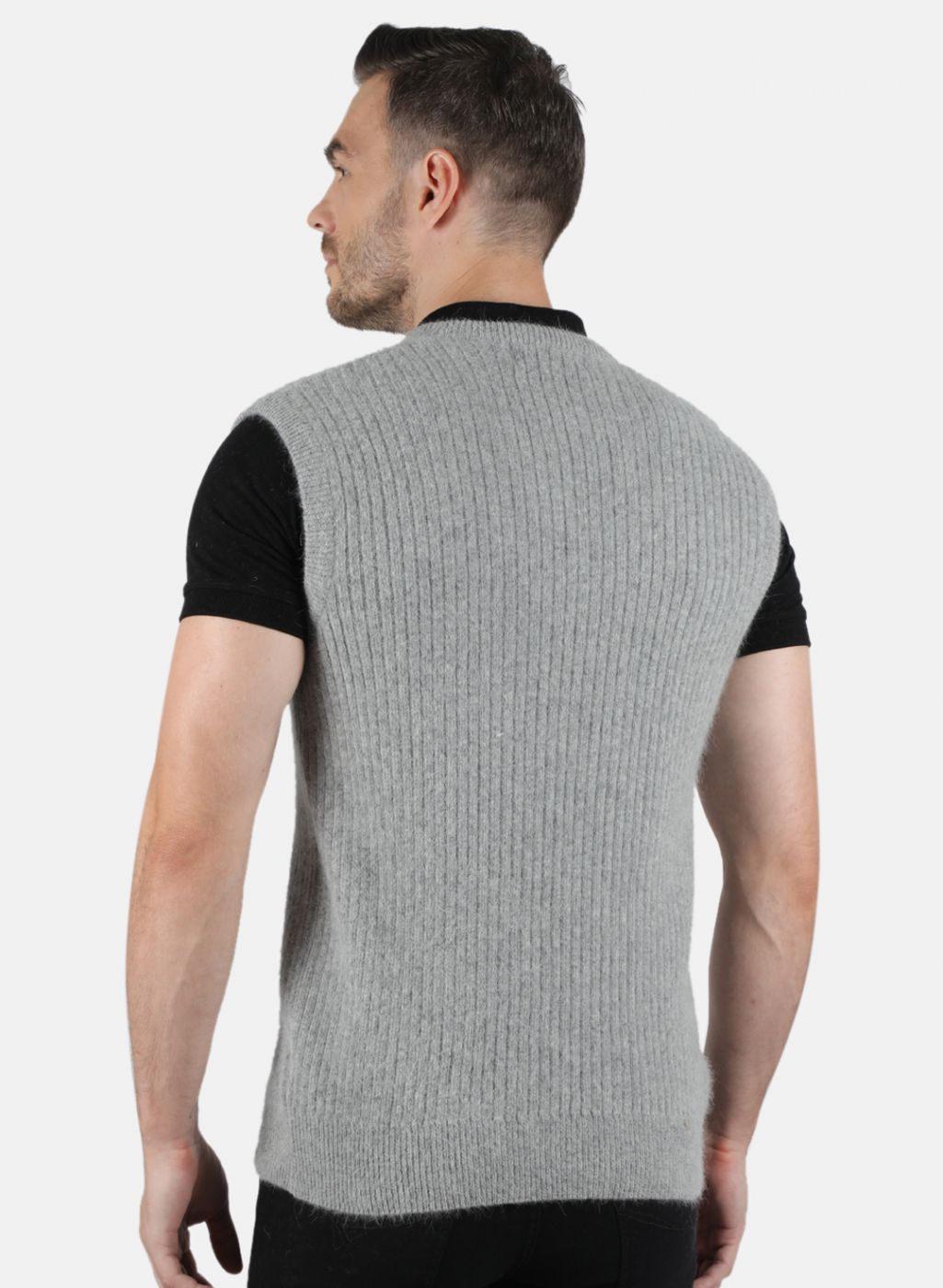 Men Grey Solid Sweater