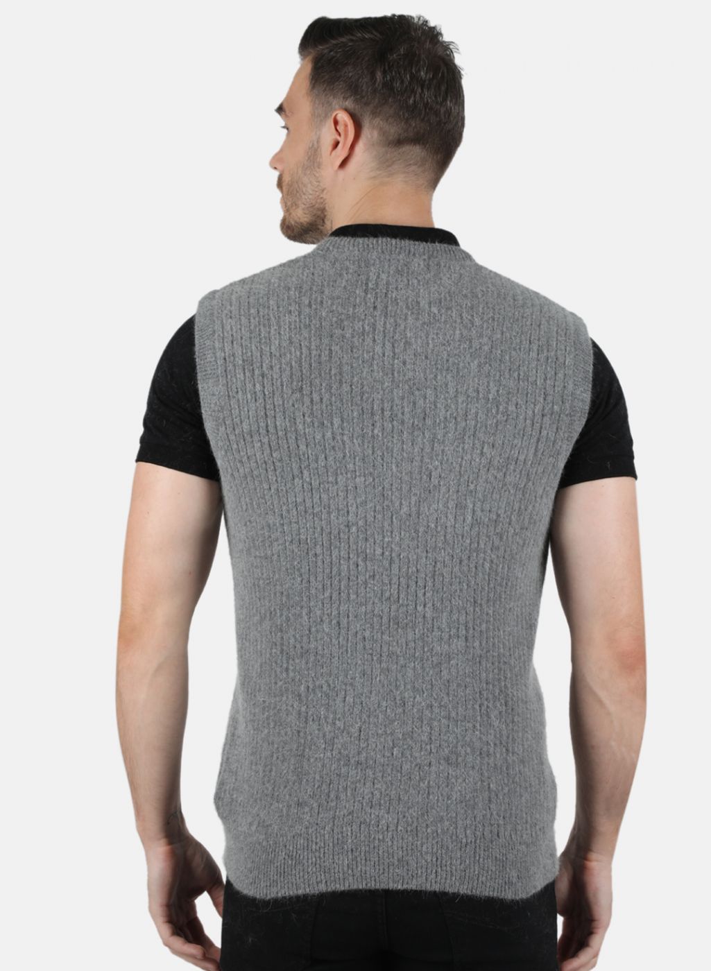 Men Grey Solid Sweater