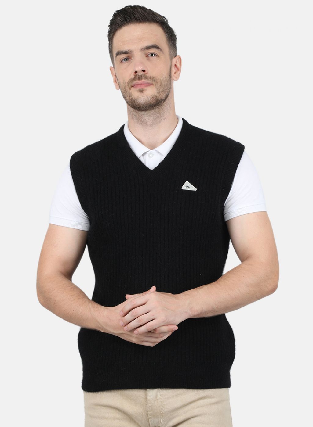 Men Black Solid Sweater