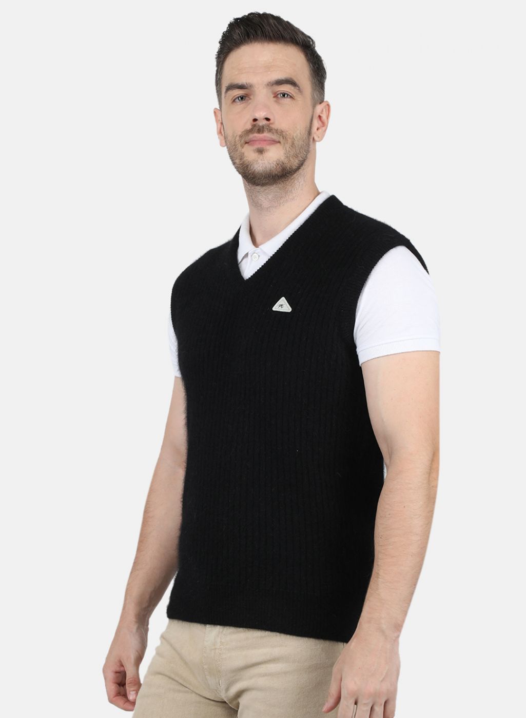 Men Black Solid Sweater