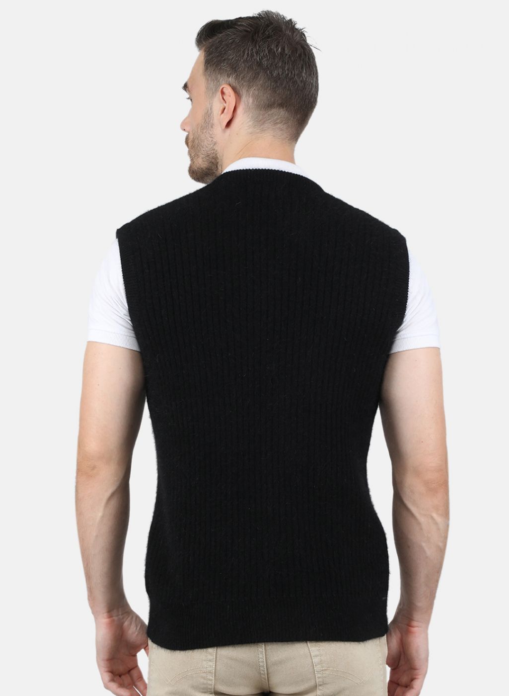 Men Black Solid Sweater