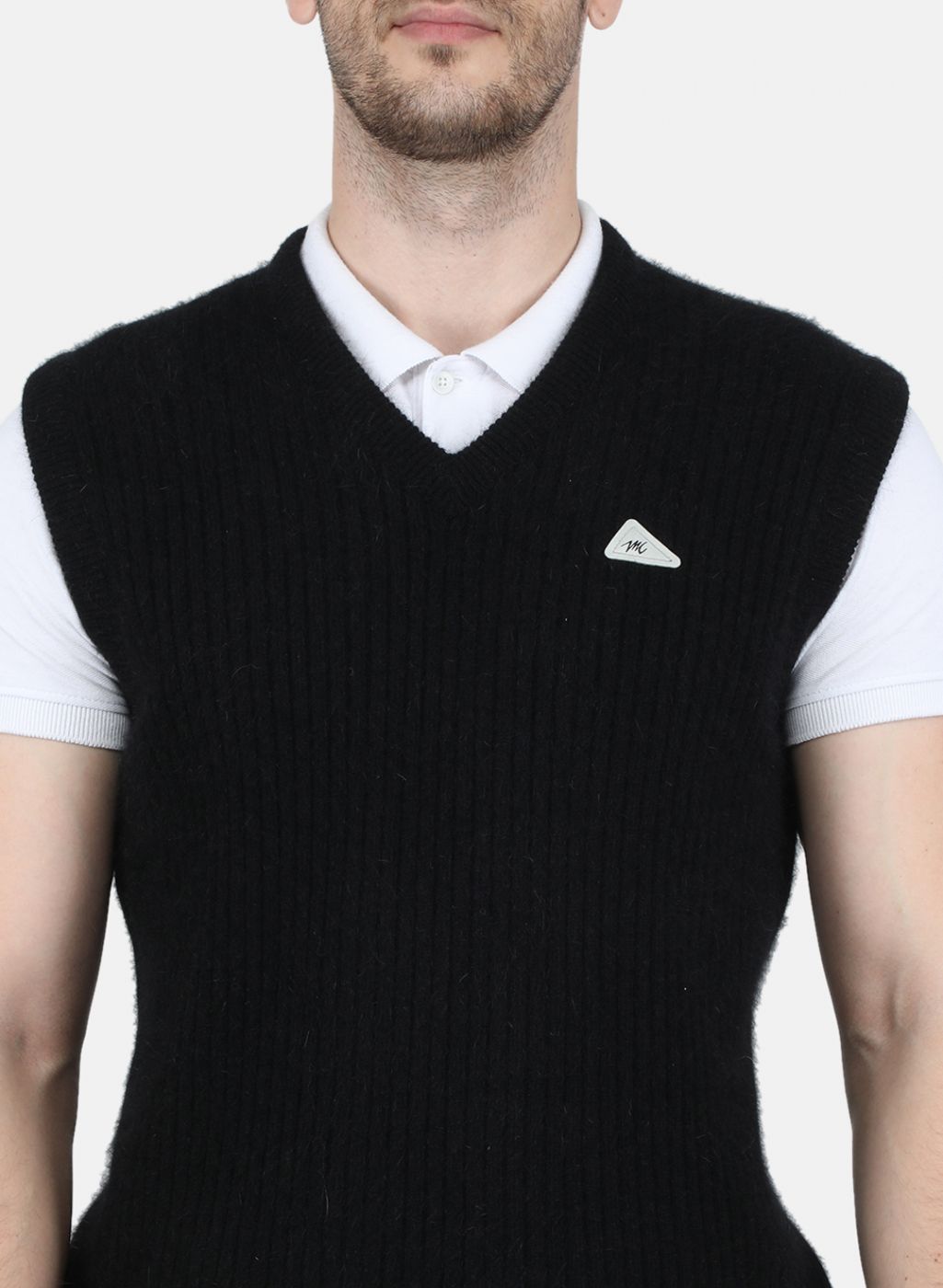 Men Black Solid Sweater