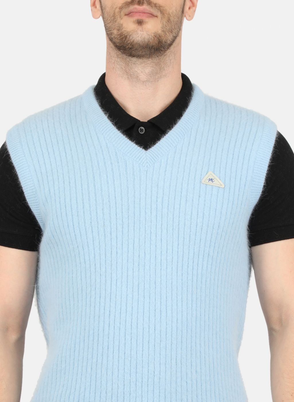 Men Blue Solid Sweater