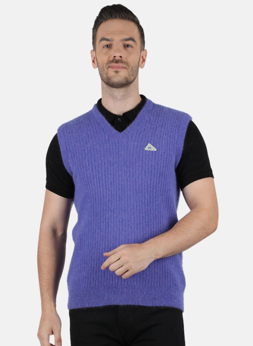 Men Purple Solid Sweater