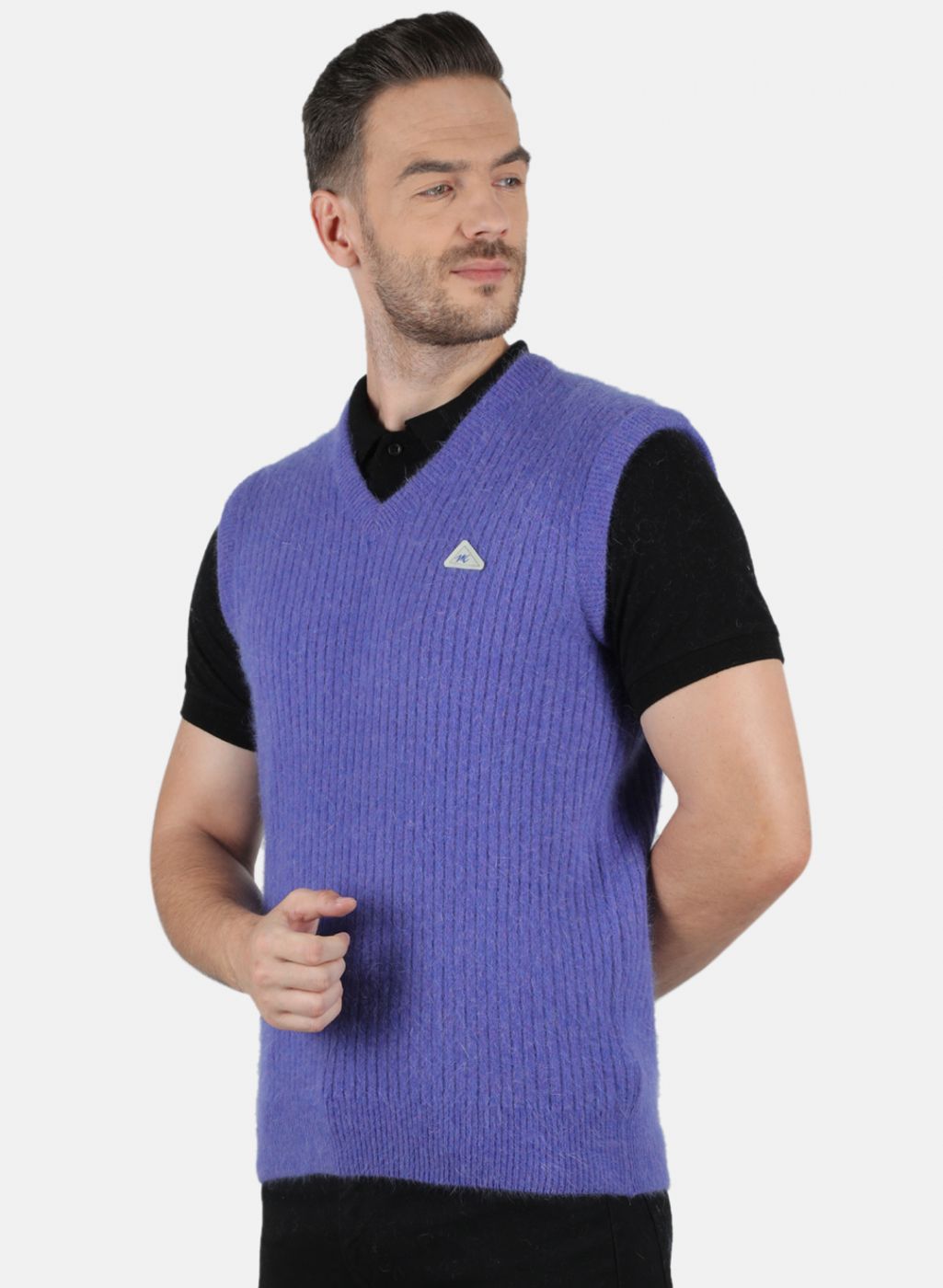 Men Purple Solid Sweater