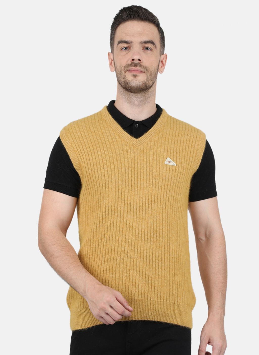 Men Yellow Solid Sweater