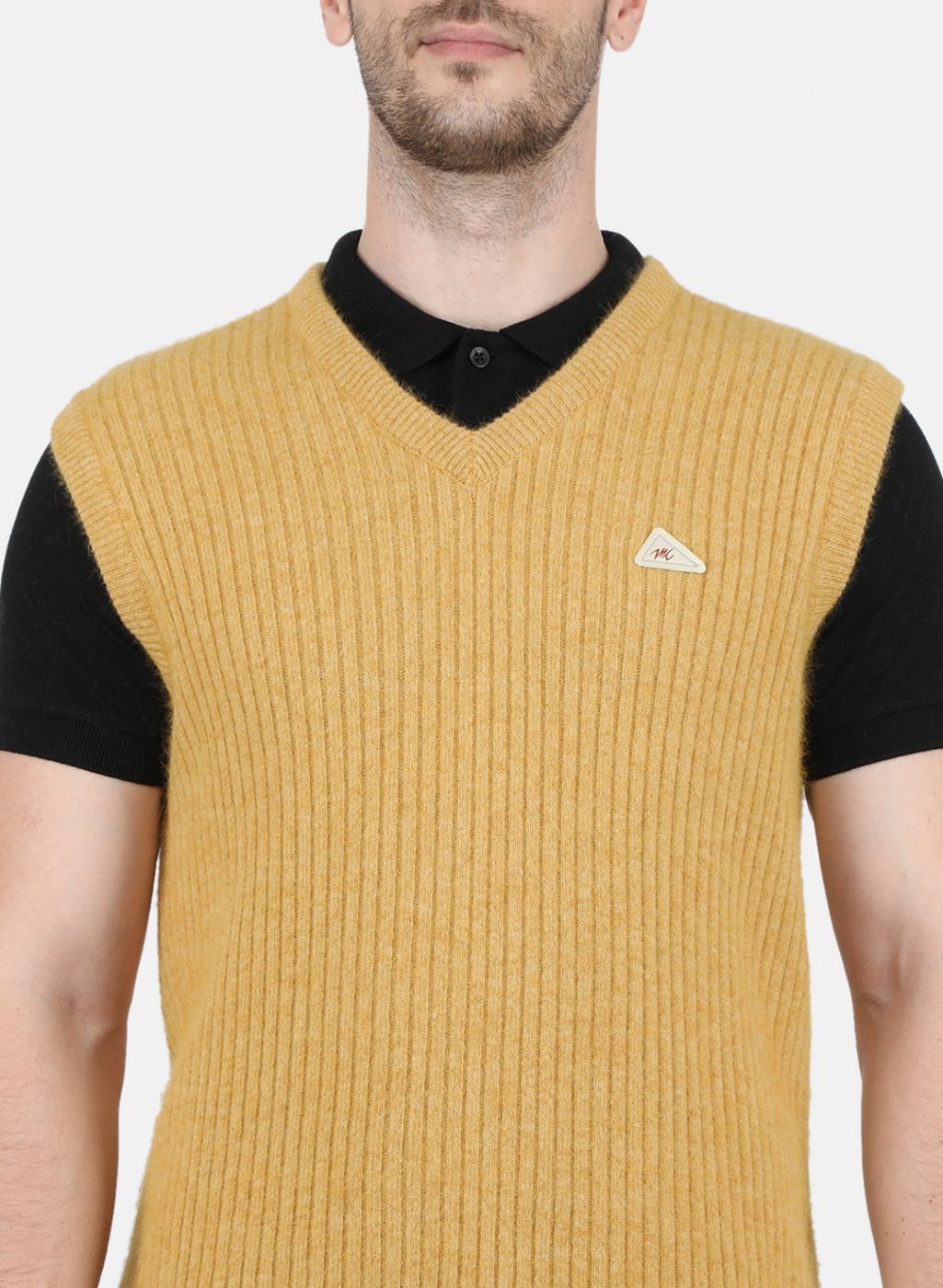 Men Yellow Solid Sweater