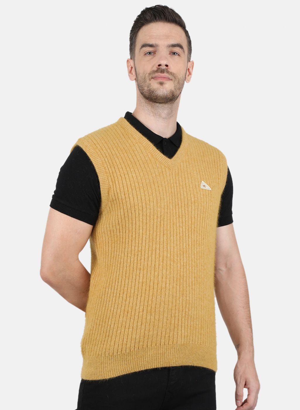 Men Yellow Solid Sweater