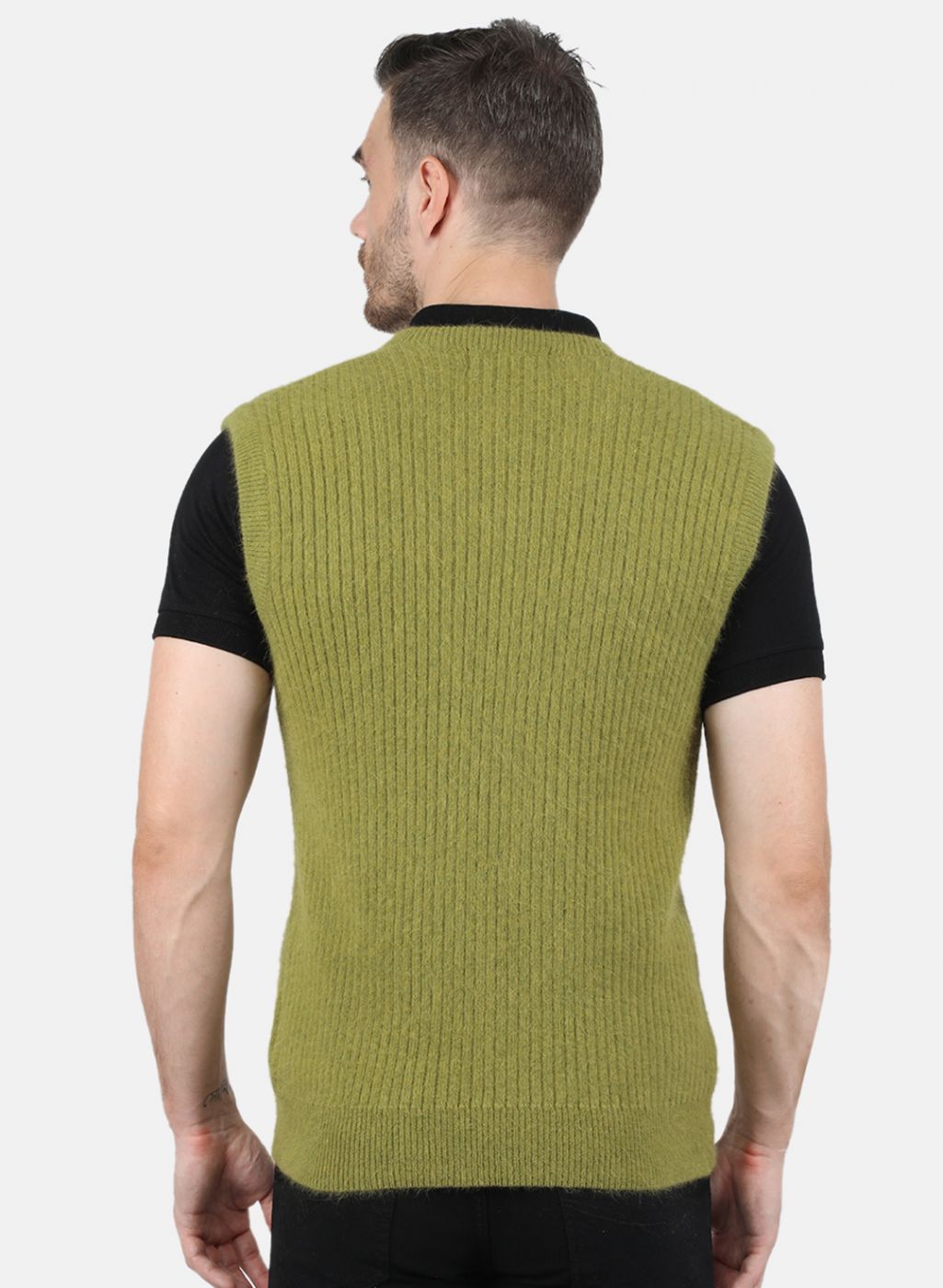 Men Olive Solid Sweater