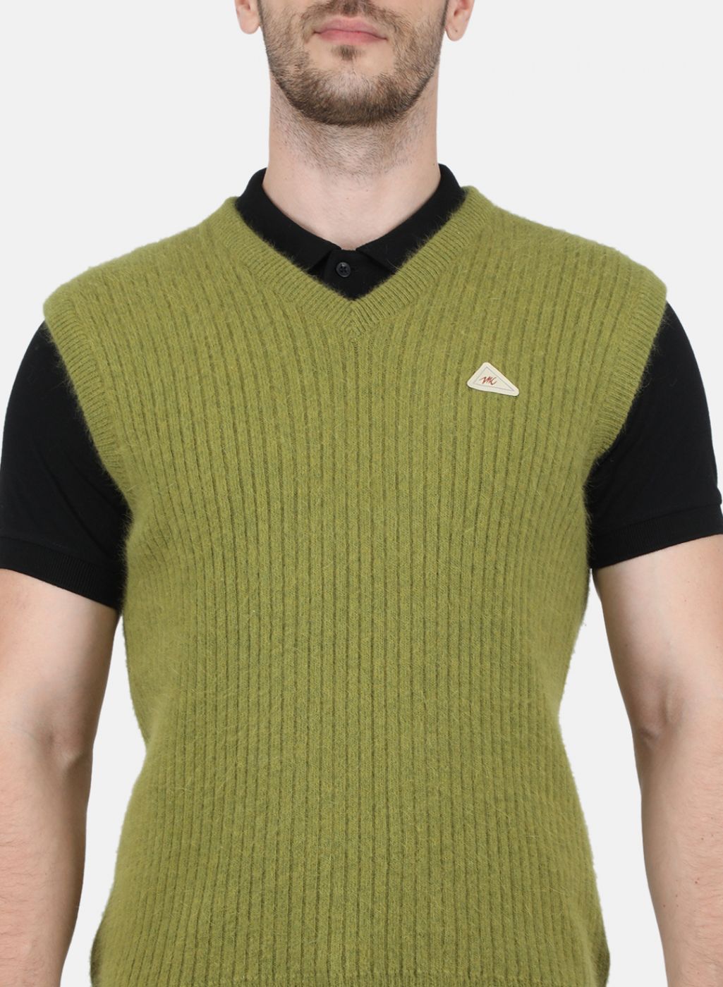 Men Olive Solid Sweater