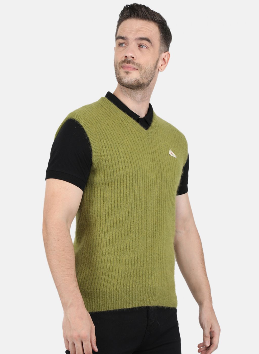 Men Olive Solid Sweater