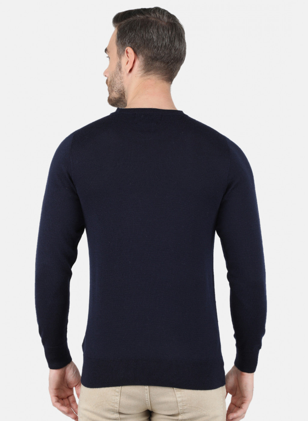 Men NAvy Blue Solid Pullover