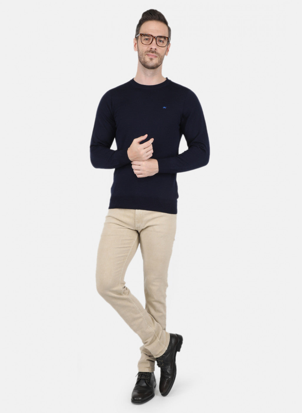 Men NAvy Blue Solid Pullover