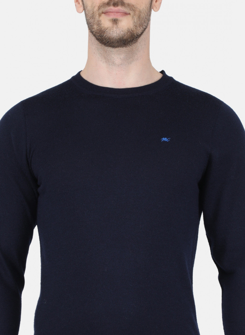 Men NAvy Blue Solid Pullover