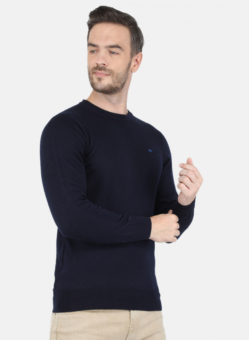 Men NAvy Blue Solid Pullover