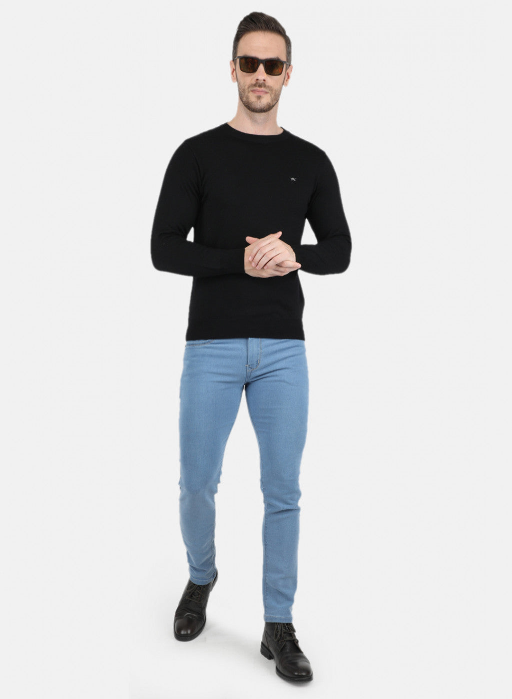 Men Black Solid Pullover