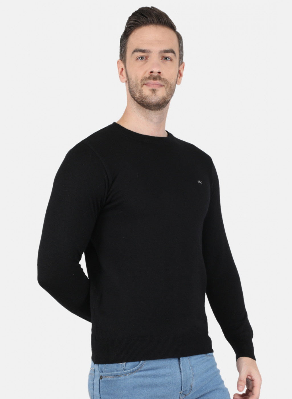 Men Black Solid Pullover