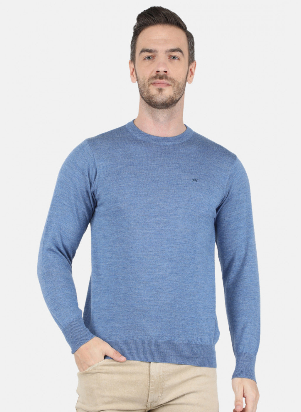 Men Blue Solid Pullover