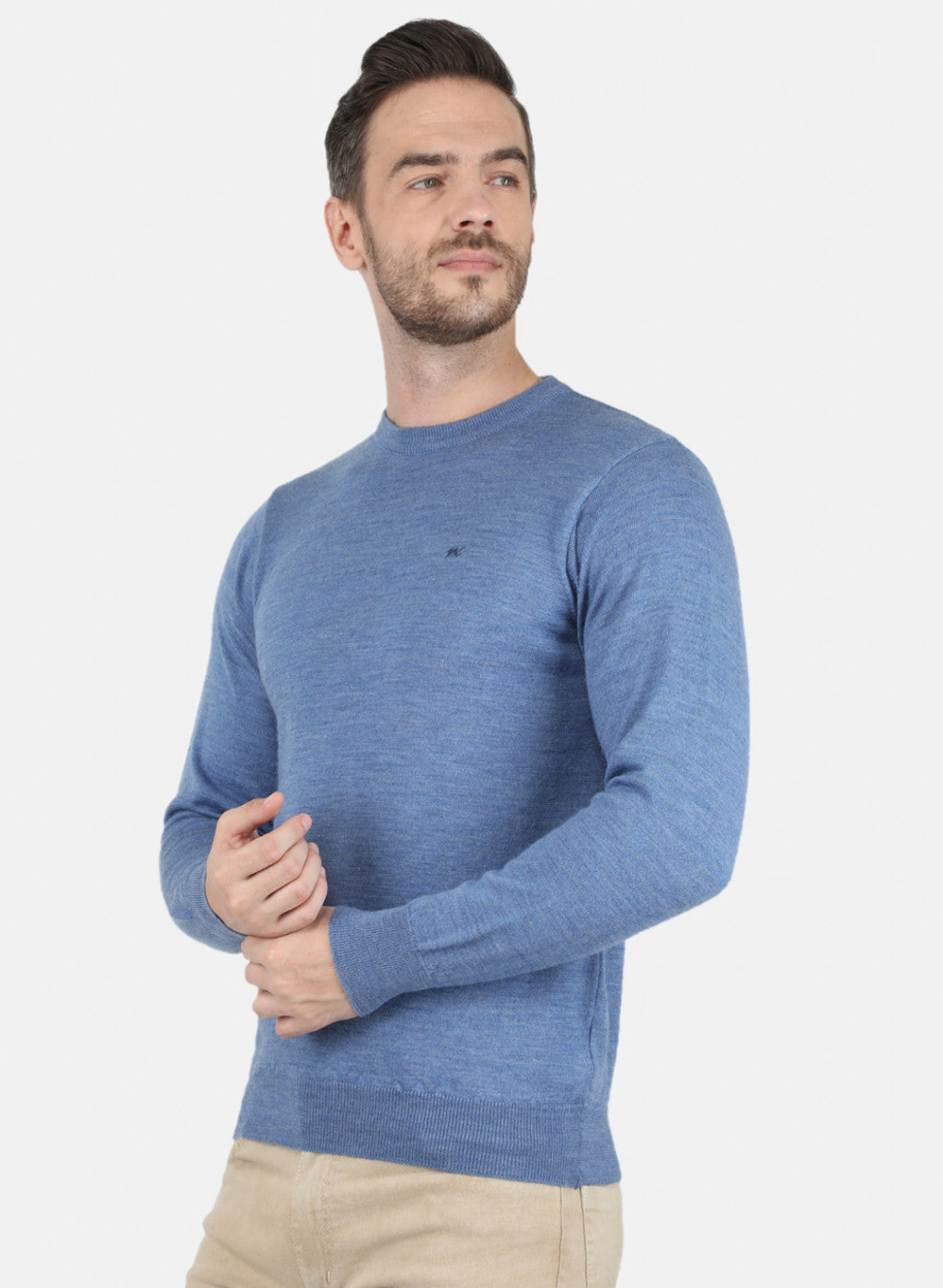 Men Blue Solid Pullover