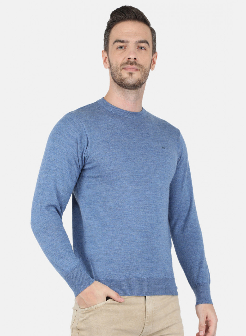 Men Blue Solid Pullover