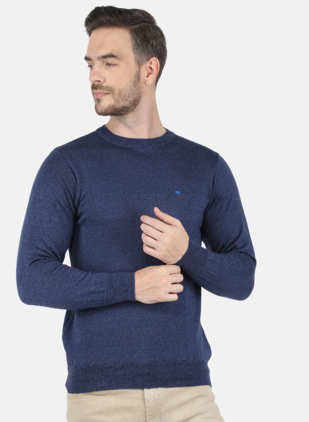 Men NAvy Blue Solid Pullover