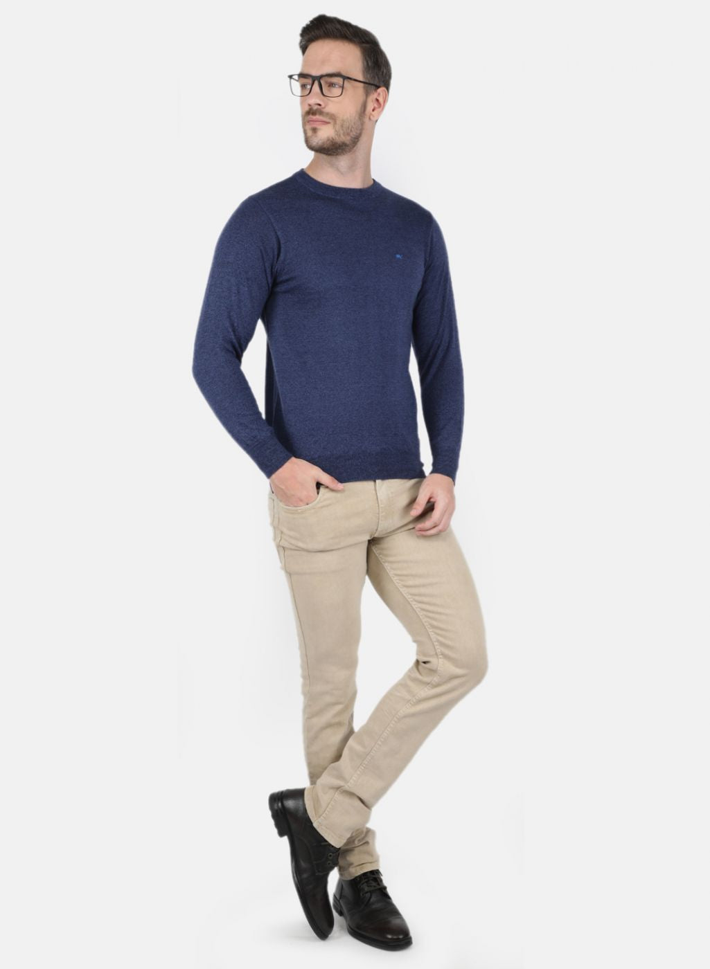 Men NAvy Blue Solid Pullover