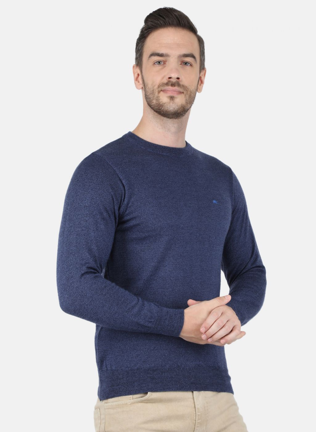 Men NAvy Blue Solid Pullover