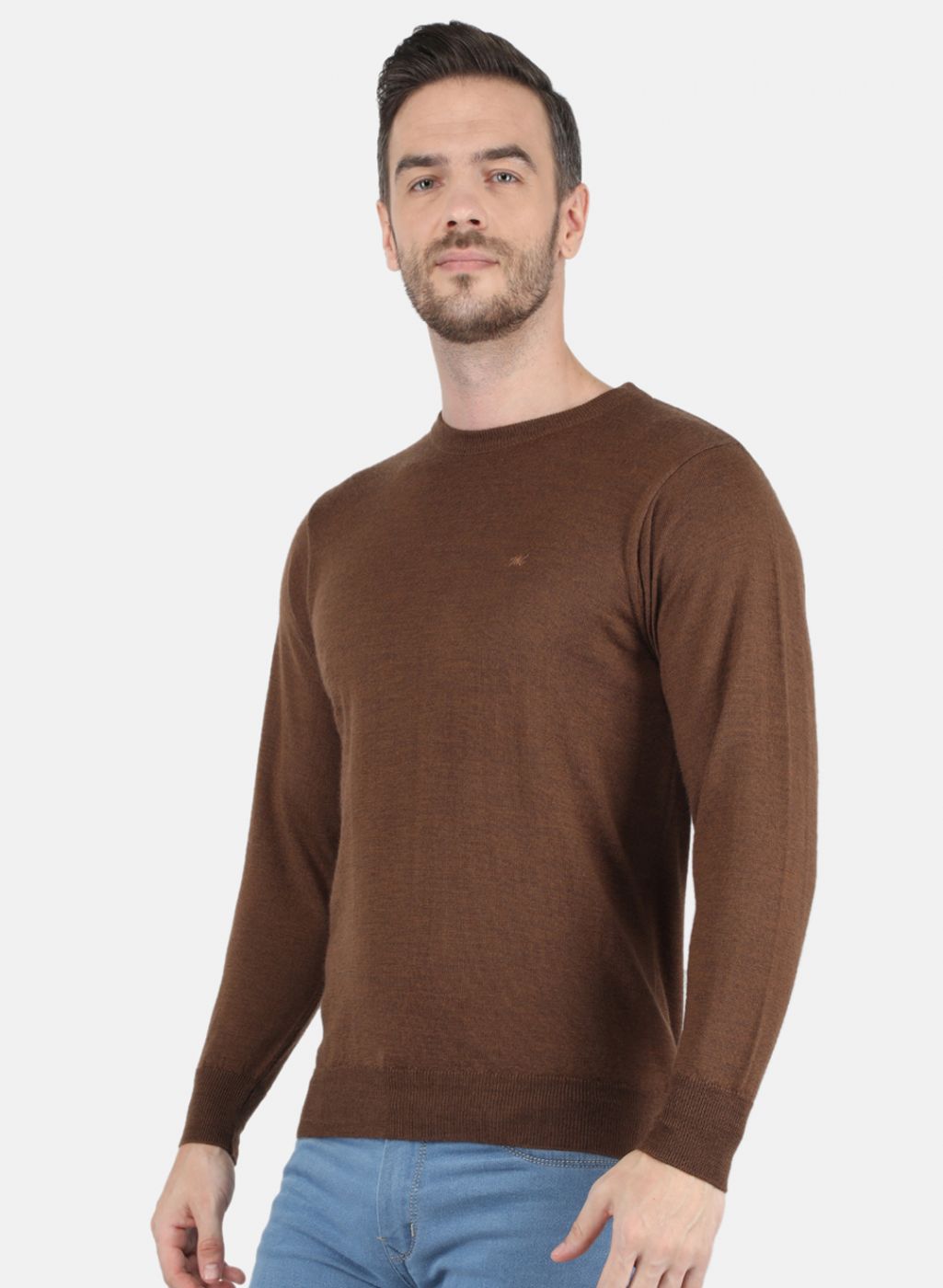Men Brown Solid Pullover